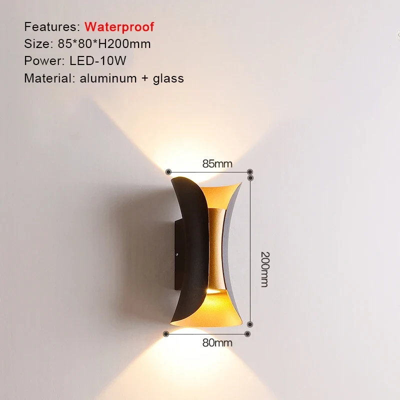 Moderne Aluminium LED Außenwandleuchte Wasserdicht für Garten Terrasse und Fassade