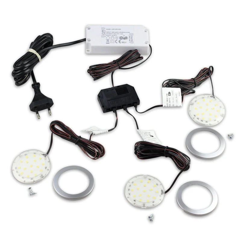 LED Unterbauleuchte Küche 3er rund eckig Küchenleuchte Unterbaulampe Licht