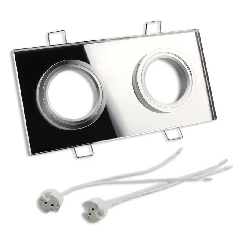 Einbaurahmen GU10 MR16 Glas eckig zweifach Rahmen Einbauleuchte Spot LED Halogen