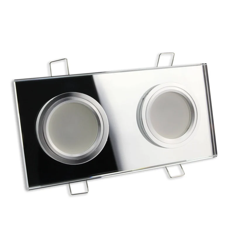 Einbaurahmen GU10 MR16 Glas eckig zweifach Rahmen Einbauleuchte Spot LED Halogen