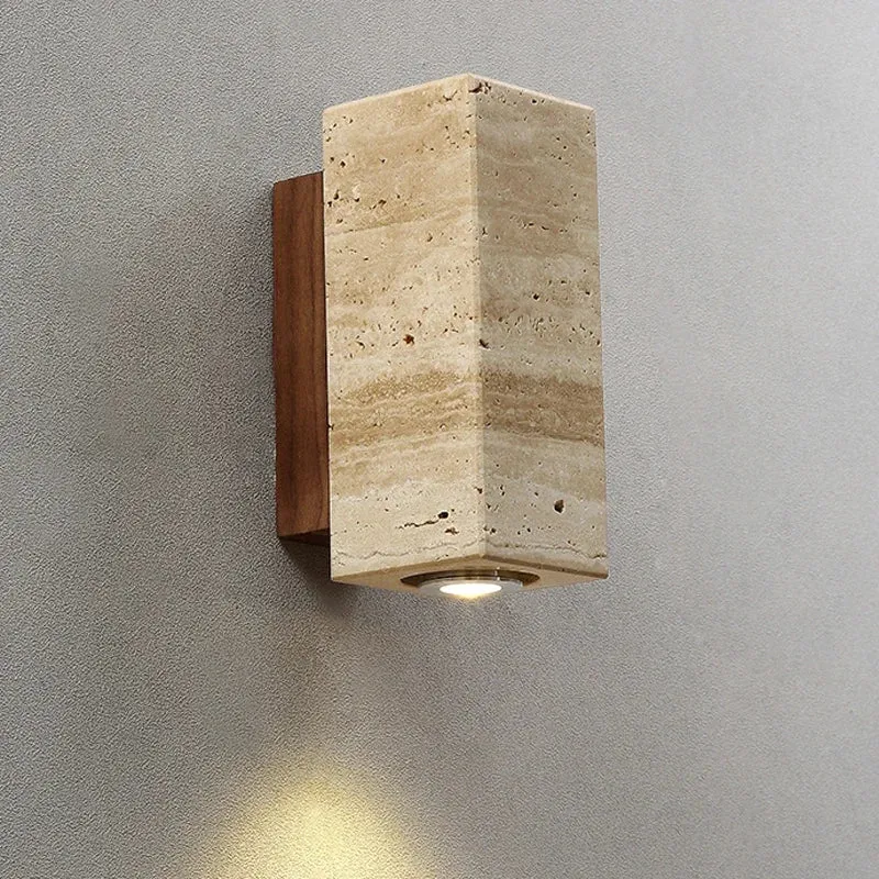Wabi-Sabi Travertin Wandleuchte für minimalistisches Wohnzimmer und Schlafzimmer