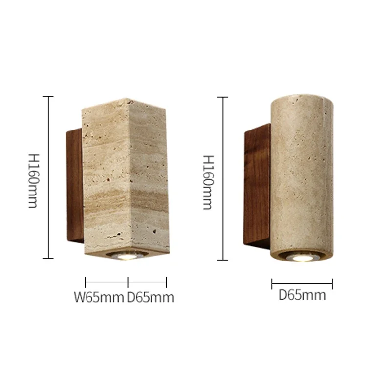 Wabi-Sabi Travertin Wandleuchte für minimalistisches Wohnzimmer und Schlafzimmer