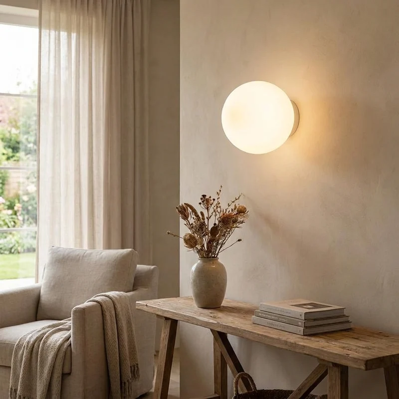 Moderne Mattglas Kugel Wandleuchte für Flur und Wohnzimmer