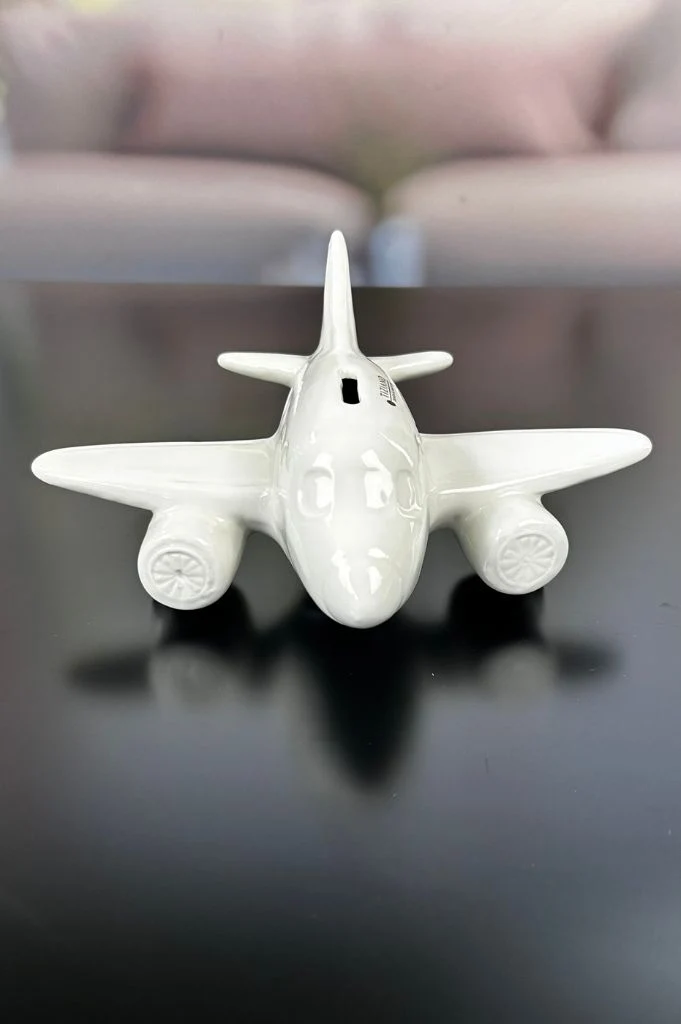Spardose Flugzeug Soldo 13cm creme
