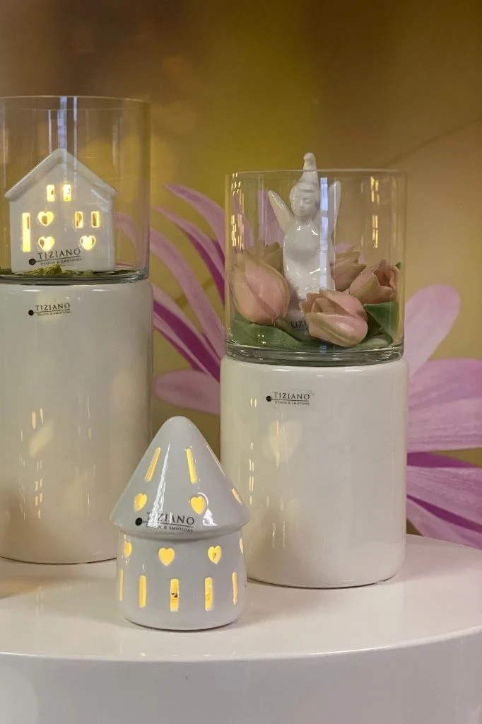 Windlicht Bellagio creme-weiß