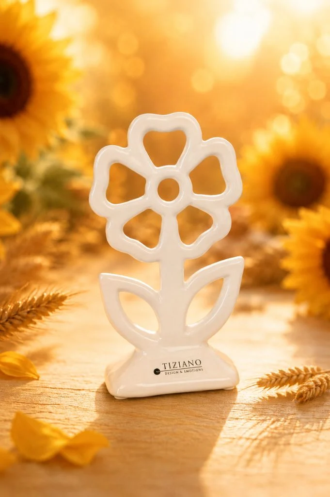Deko Blume Mesola rund creme-weiß