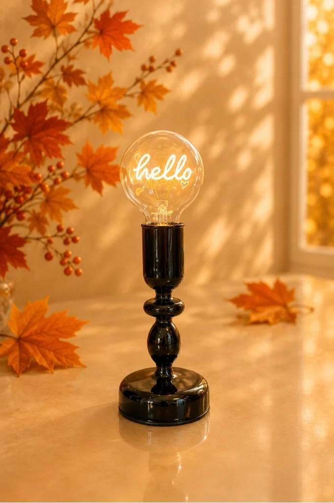 Dekolicht Savazza 27cm Glas schwarz Motiv Hello