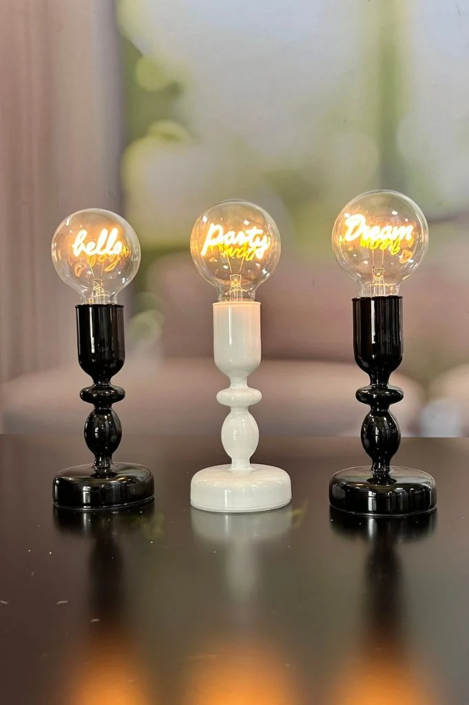 Dekolicht Savazza 27cm Glas schwarz Motiv Hello