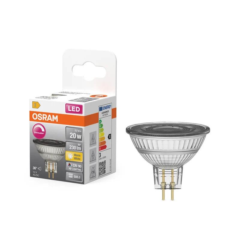OSRAM Superstar Reflektorlampe klares Glas ,Warmweiß (2700K), 230 Lumen, Ersatz für herkömmliche 20W-Leuchtmittel, dimmbar GU5.3