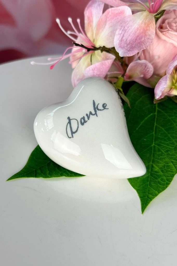 Dekoherz Amore 6cm "Danke" creme-weiß