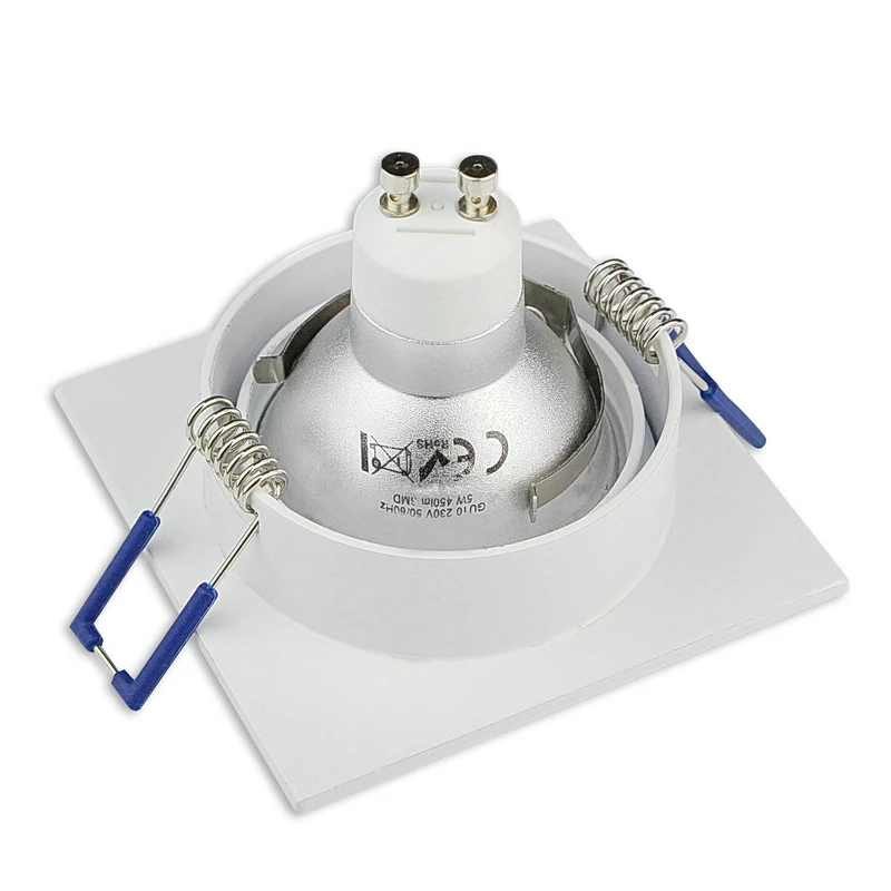 Einbaurahmen GU10 MR16 rund eckig weiß Rahmen Einbaustrahler Ø75mm Bohrloch