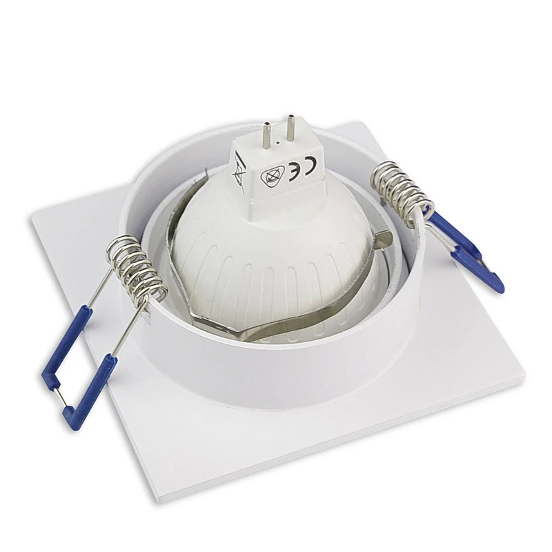 Einbaurahmen GU10 MR16 rund eckig weiß Rahmen Einbaustrahler Ø75mm Bohrloch