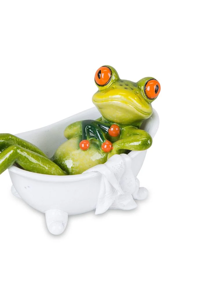 Deko Frosch Fridolin hellgrün in Badewanne