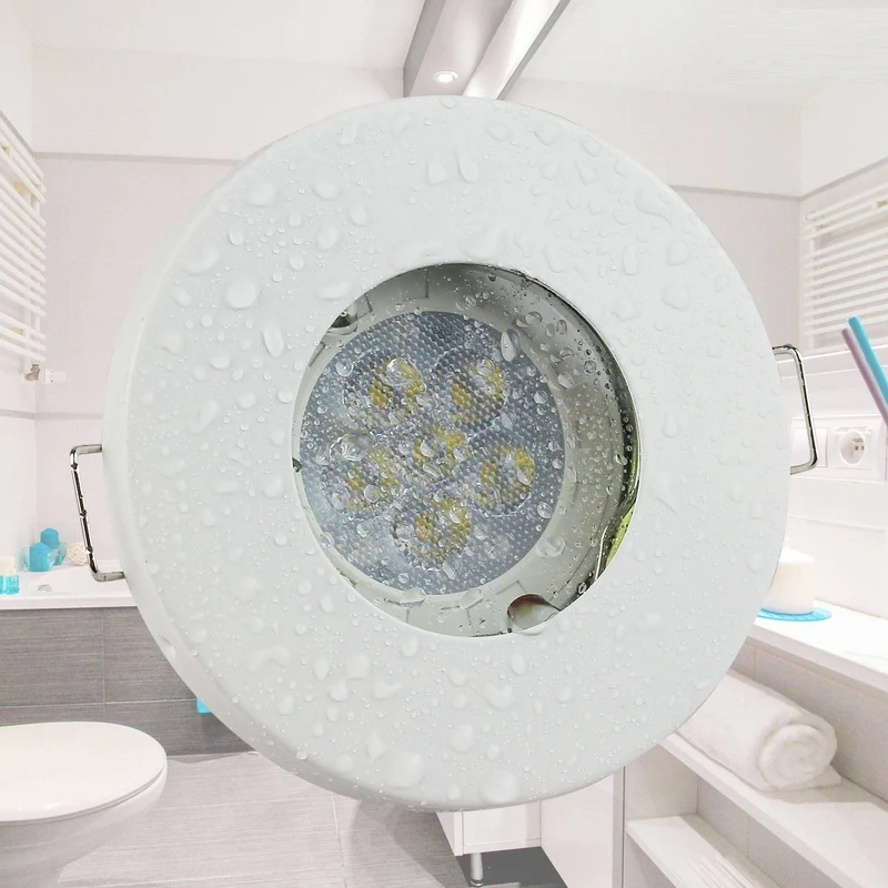 LED Einbaustrahler GU10 Badezimmer Einbaurahmen gebürstet flach rund Dusche Spot