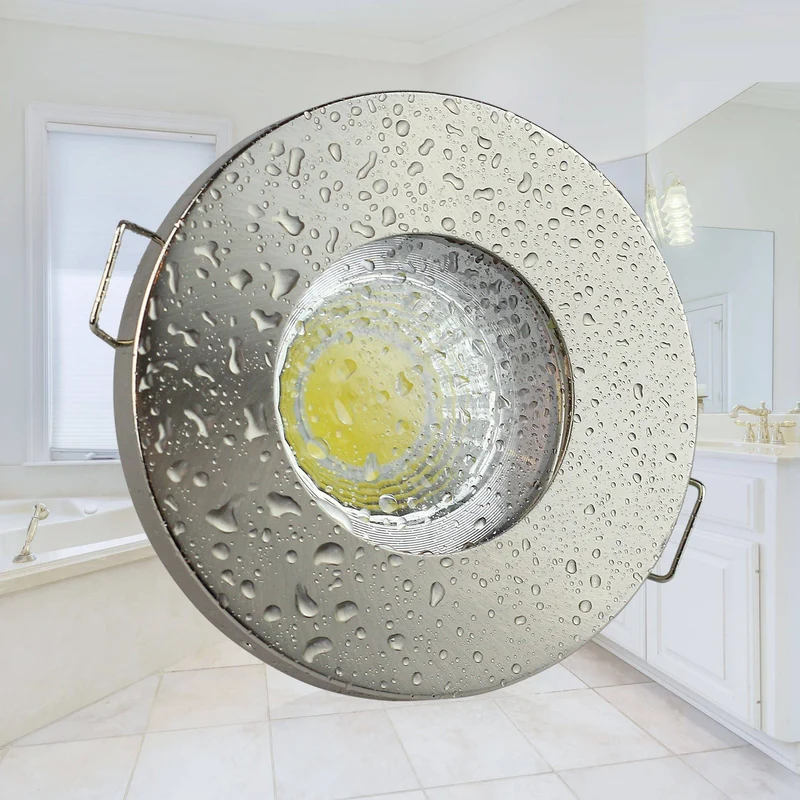 LED Einbaustrahler GU10 Badezimmer Einbaurahmen gebürstet flach rund Dusche Spot