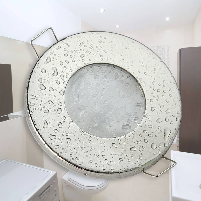 LED Einbaustrahler GU10 Badezimmer Einbaurahmen gebürstet flach rund Dusche Spot