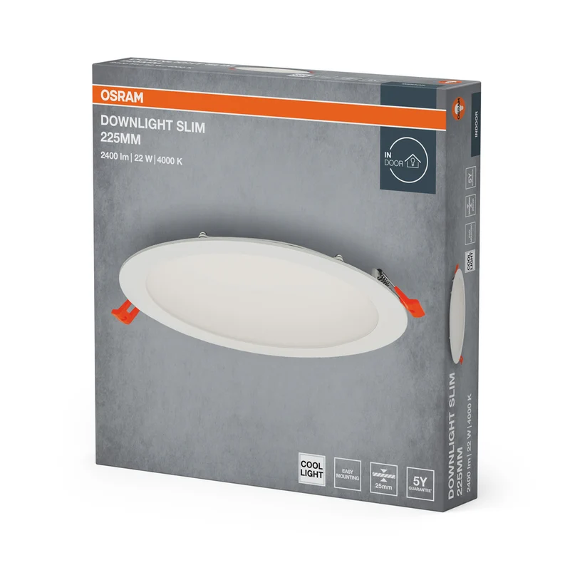 OSRAM RECESS SLIM DOWNLIGHT LED Deckenleuchte, Ø 225mm, 220…240V 22W / 4000K Kaltweiß