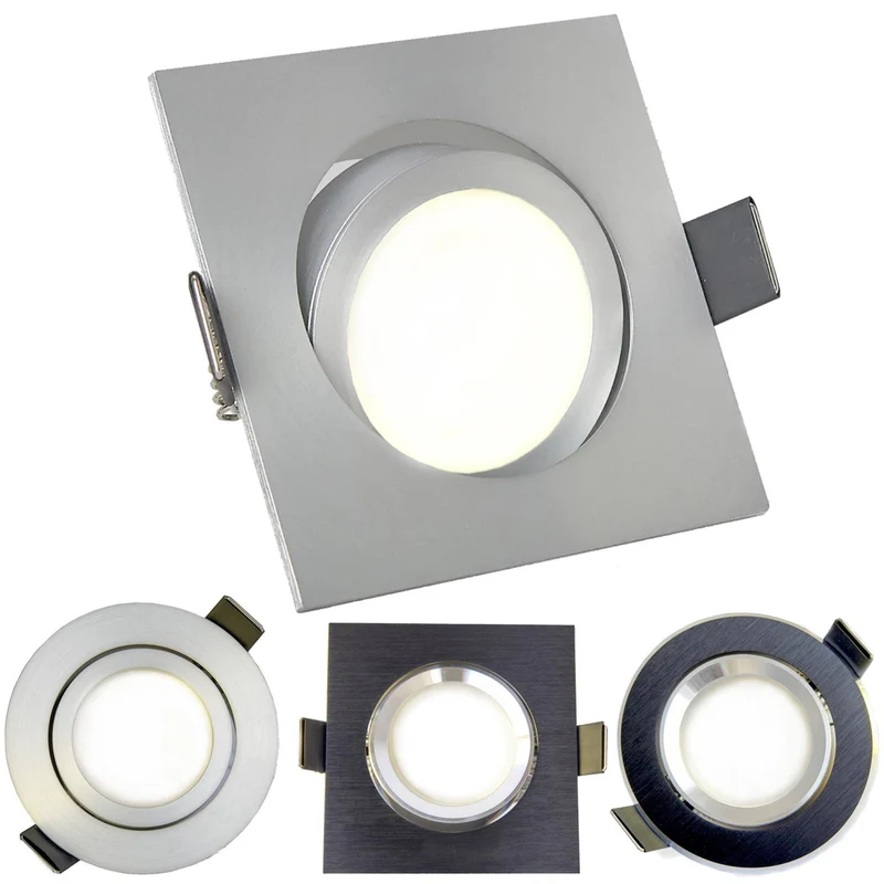 LED Einbaustrahler GU10 12 Volt 5-7 Watt rund eckig schwenkbar Einbauspot 70mm