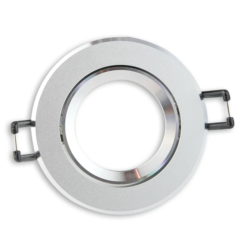 Einbaurahmen GU10 MR16 rund eckig silberRahmen Einbauleuchte Ø70-75mm Bohrloch