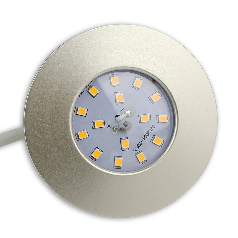 LED Einbaustrahler B Ware rund flach 5,5W IP 44 silber Bad 60mm Bohrloch 230V
