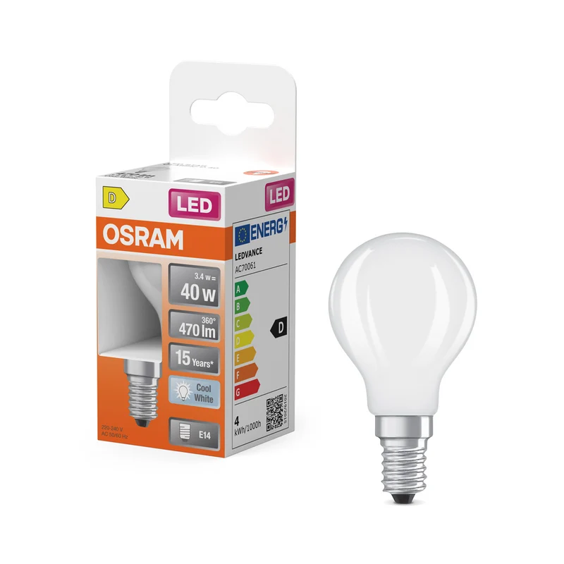 OSRAM Retrofit Classic P LED Lampe matt (ex 40W) 4W / 4000K Kaltweiß E14