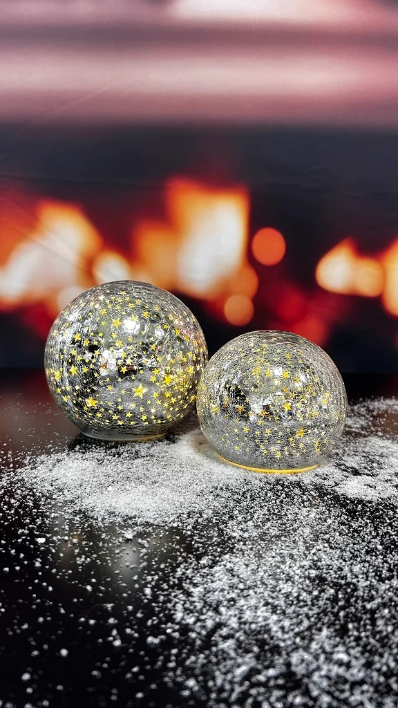 Deko Glaskugel Lumina LED Sterne silber
