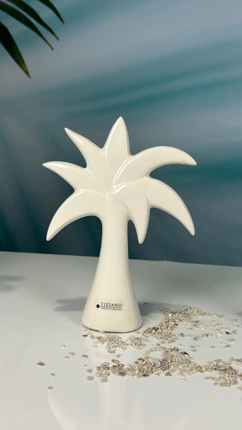Dekofigur Deko Palme Guano weiß-creme