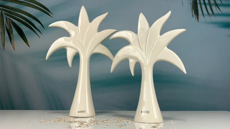 Dekofigur Deko Palme Guano weiß-creme