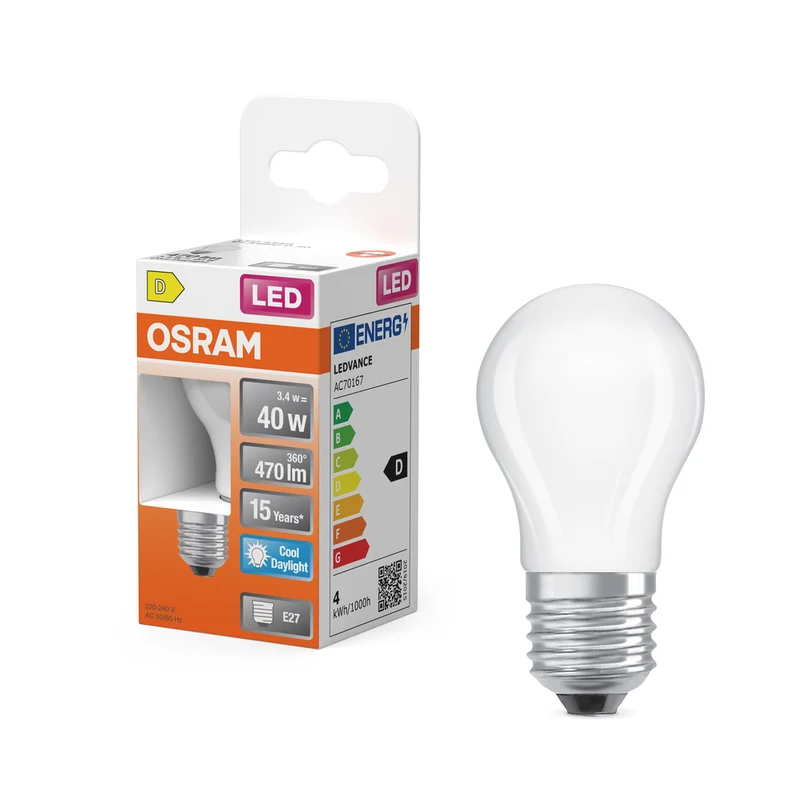 OSRAM Retrofit Classic P Cool Daylight LED Lampe (ex 40W) 4,5W / 6500K Kaltweiß E27