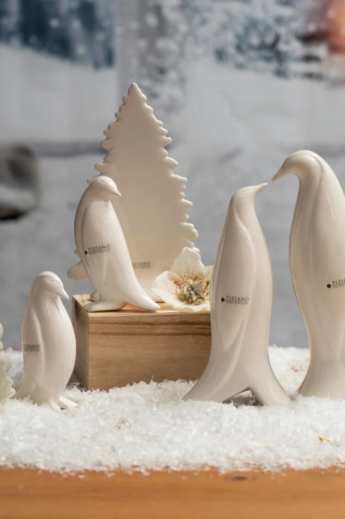 Deko Pinguin Paar Tizio creme-weiß