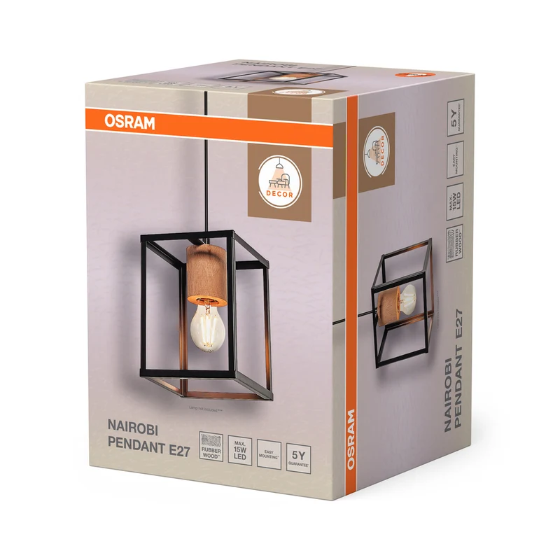 OSRAM DECOR Nairobi Pendelleuchte, schwarz, E27-Sockel