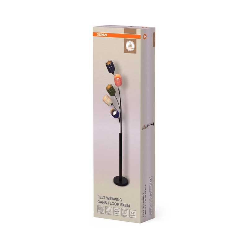 OSRAM DECOR Standleuchte 5-flammig Decor Felt Weaving Cans, E14