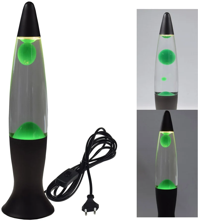 Lavalampe 40cm Wasser: Klar, Wachs: Grün, Body: Schwarz