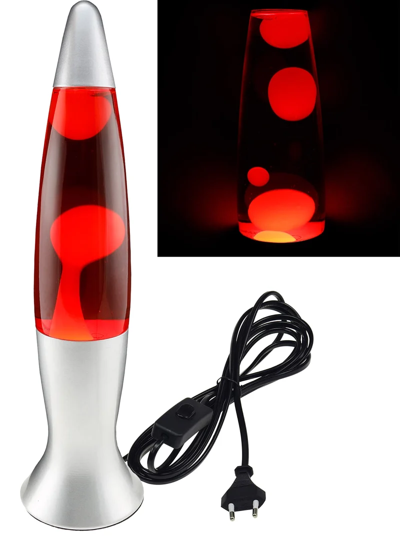 Lavalampe 40cm Wasser: Rot, Wachs: Gelb, Body: Silber