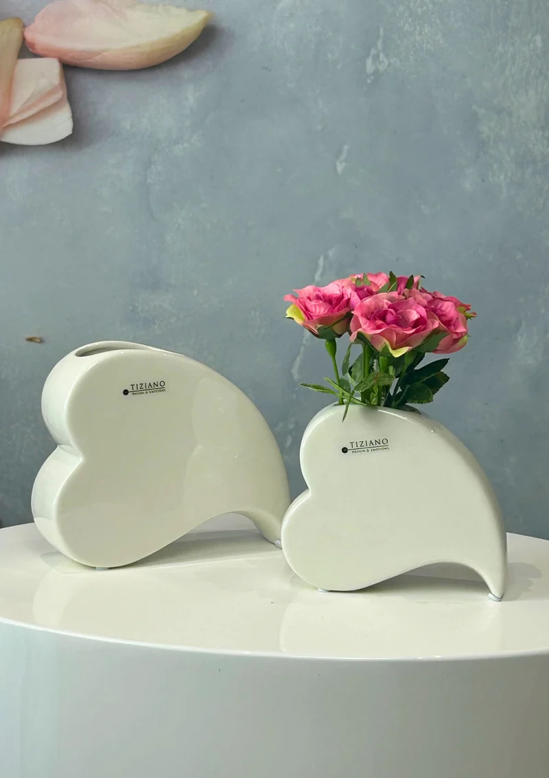 Herzvase Modena Amore creme-weiß