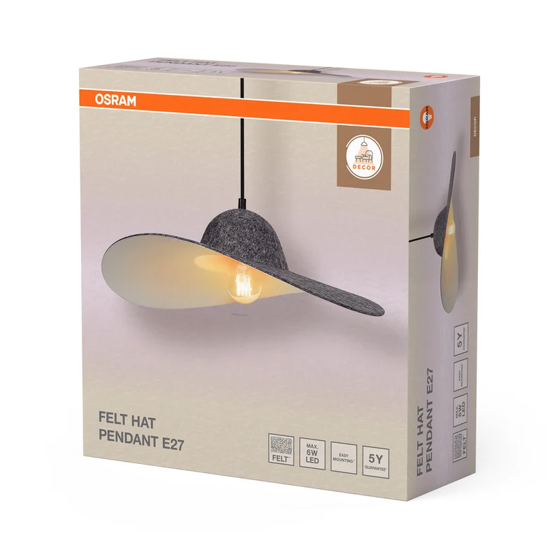 OSRAM DECOR Felt Hat Pendelleuchte Dunkelgrau, E27