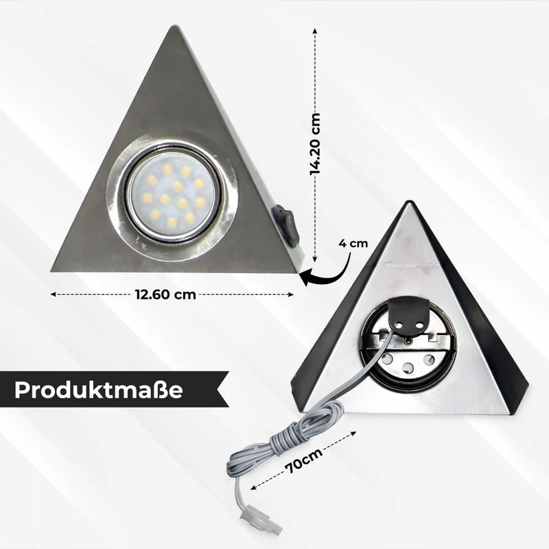 LED Unterbeleuchtung Küchenbeleuchtung Küche Dreieck Edelstahl Lampe