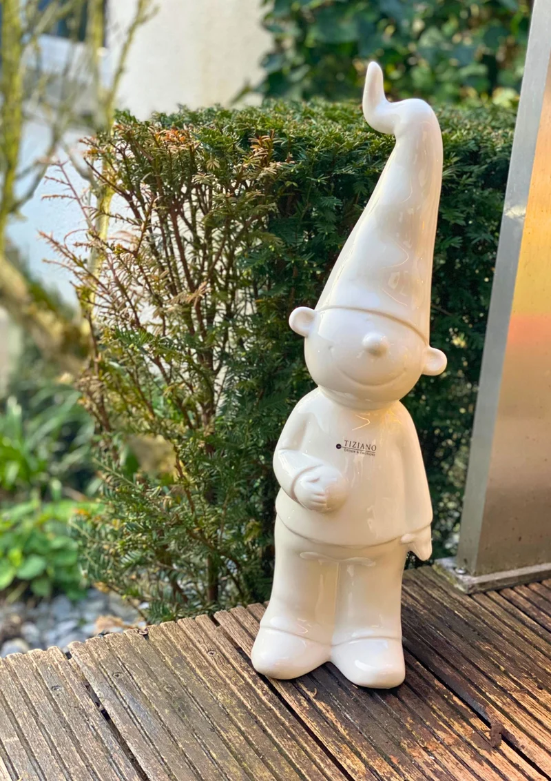 Deko Zwerg Fido stehend creme antic outdoor