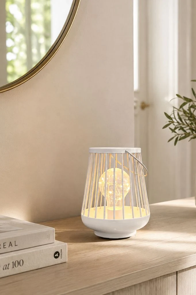 Metall-Licht Porte LED 15,5 cm creme-weiß