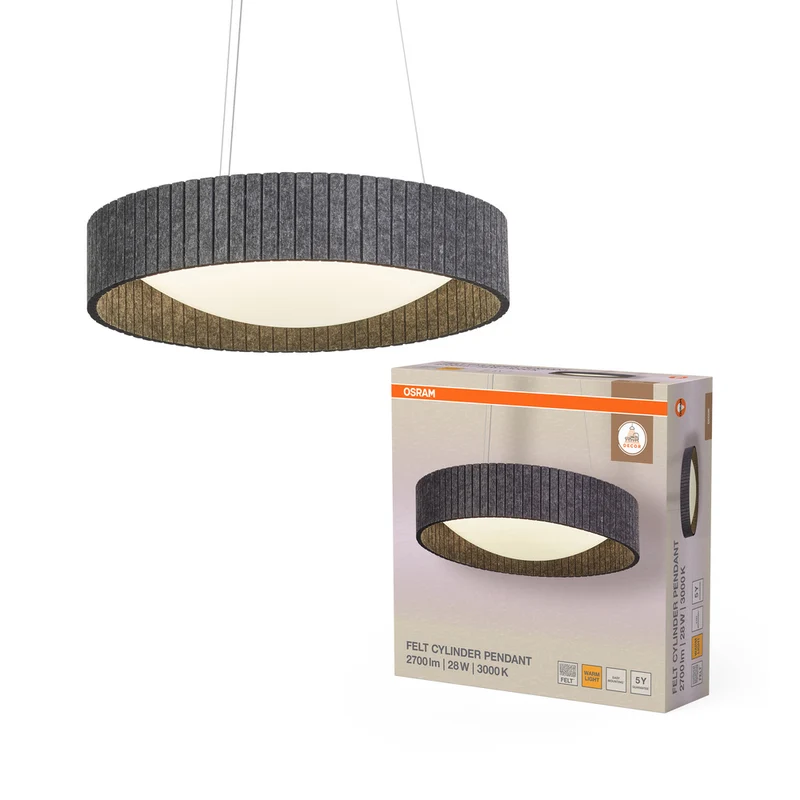 OSRAM DECOR Felt Cylinder Pendelleuchte Dunkelgrau, 28W, 830mm