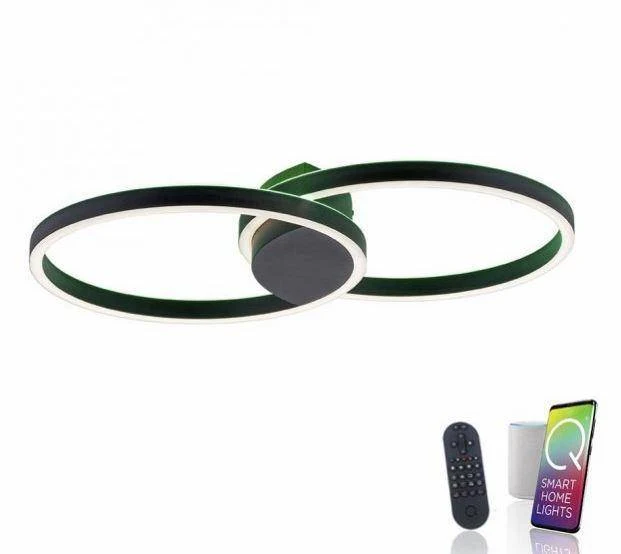 LED-Deckenleuchte Doppelkreis schwarz Farbspiel/CCT, 74cm x 45cm