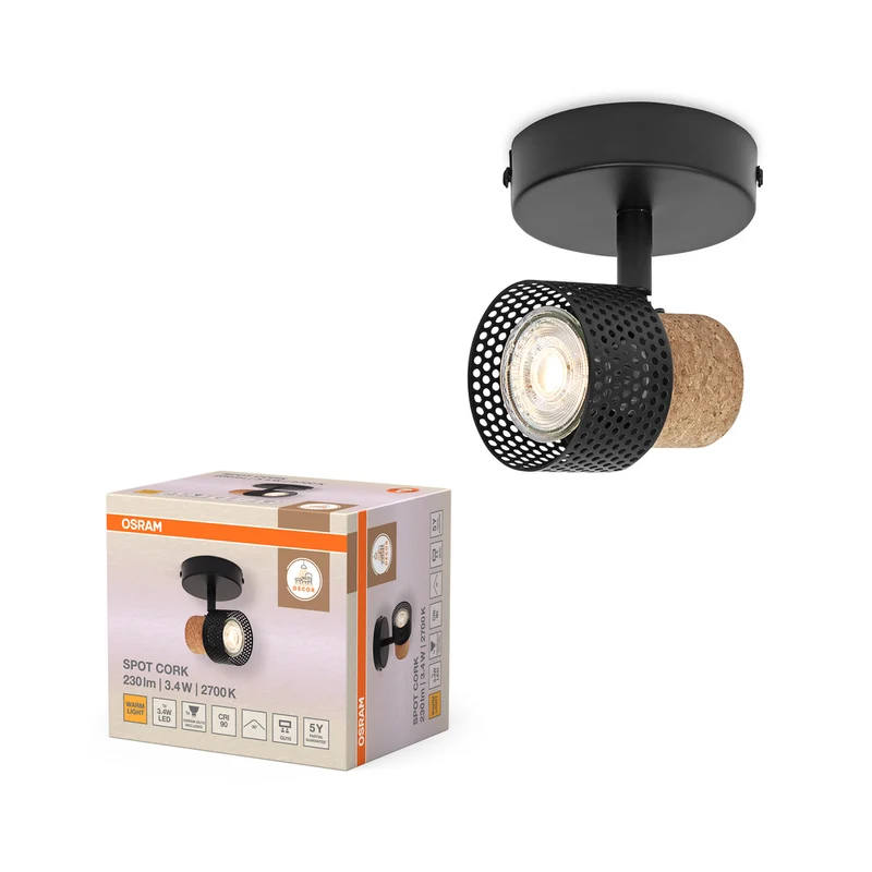 OSRAM DECOR SPOT CORK Deckenleuchte, 1 x 3,4W, 230lm, schwarz
