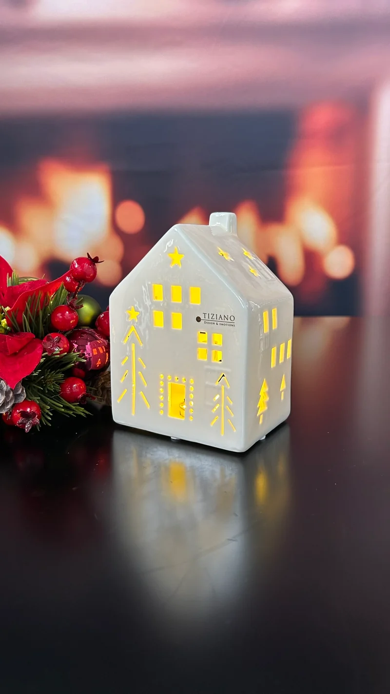 Deko Haus Ostia LED creme-weiß