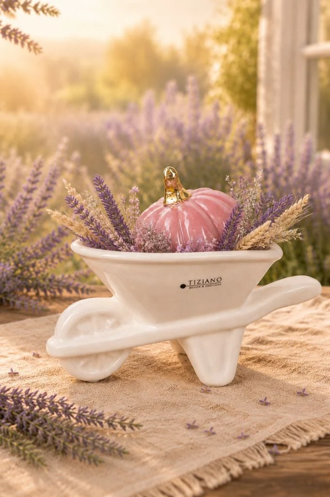 Schubkarre Deruta creme-weiß