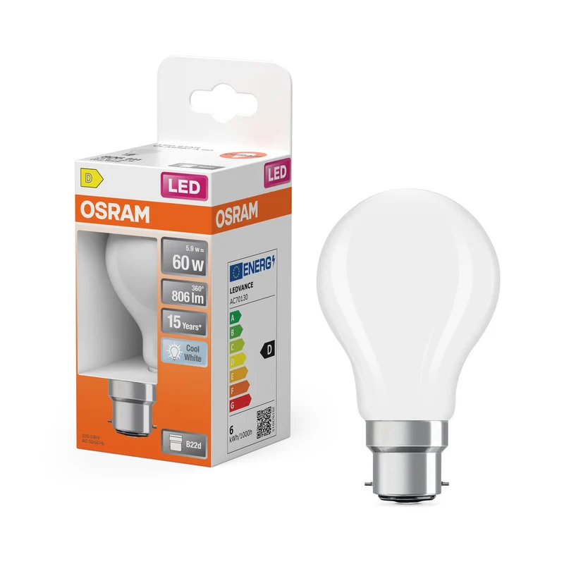 OSRAM LED Lampe LED Retrofit CLASSIC A 6.5W 840 Frosted B22d, 806 lm, 4000 K, Kaltweiß