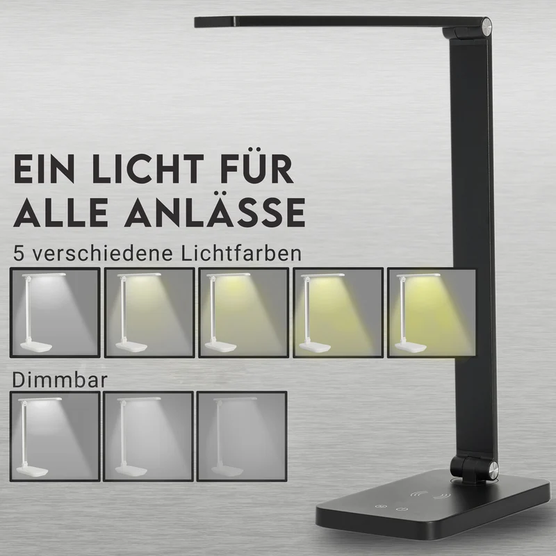 LED Schreibtisch-Lampe dimmbar Wireless Charging USB Touch Büro Tisch-Leuchte