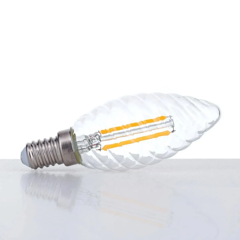 LED Kerze gedreht, E14, 3W, klar