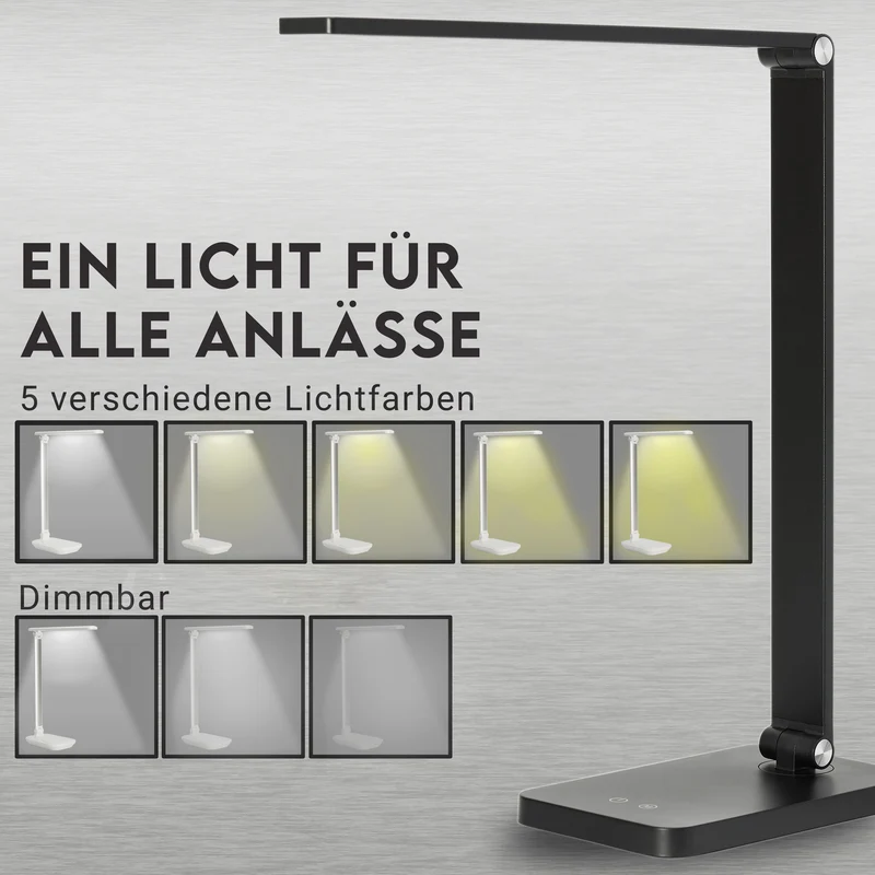 LED Schreibtisch-Lampe dimmbar 5 Farbstufen USB Touch-Leuchte Büro Tisch-Leuchte