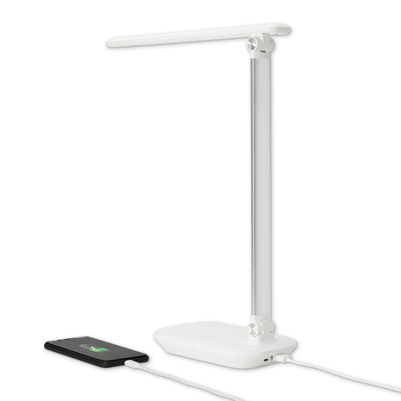 LED Schreibtischlampe dimmbar mit USB Anschluss schwenkbar 3 Lichtfarben weiß