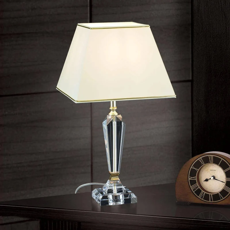 Tischleuchte VERONIQUE quadratisch, creme/gold